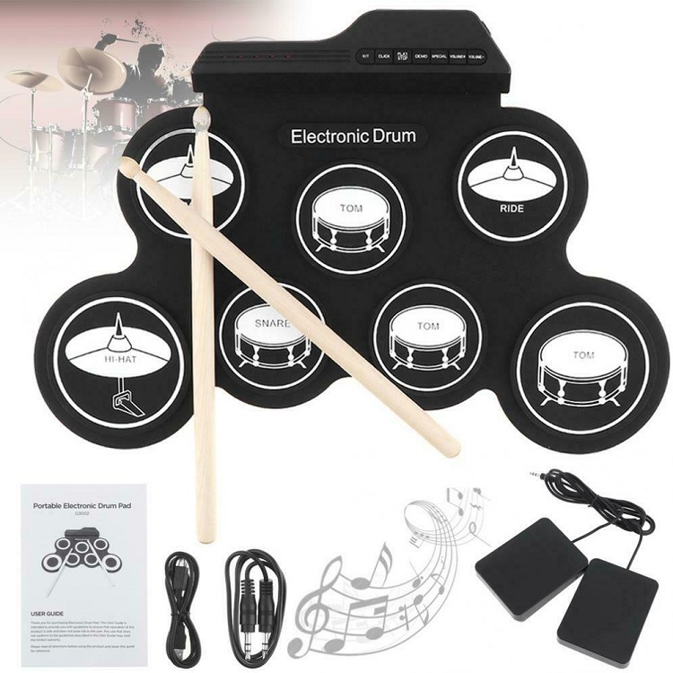 Musical Instrument Kit - Hochwertiges Silikon-Drum-Pad Elektronisches Schlagzeug Professionelles Elektronisches