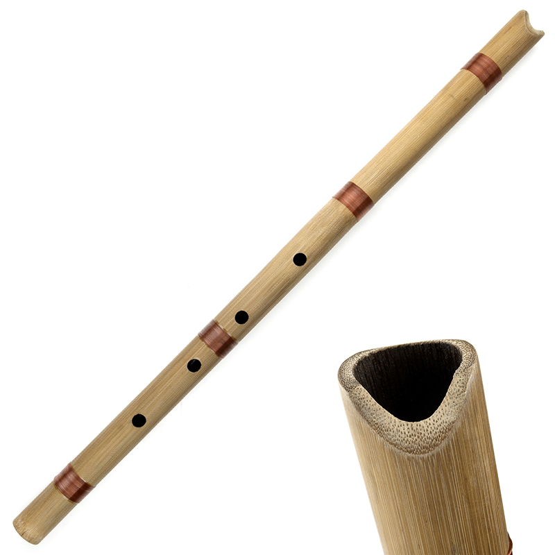 Shakuhachi Bamboo Flute - Shakuhachi 5-Loch-Bambusflöte mit Tasche, D-Stimmung, Holzblasinstrument