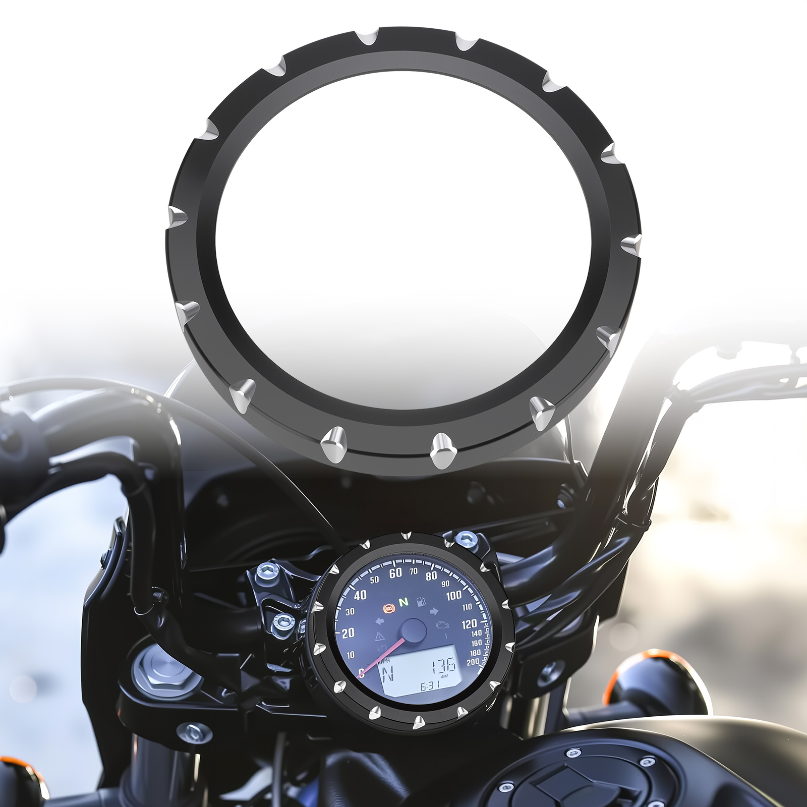 Musical Instrument Of India - Motorrad-Tachometer-Zierringabdeckung Instrumentenblende für Indian Scout 2015-2024,