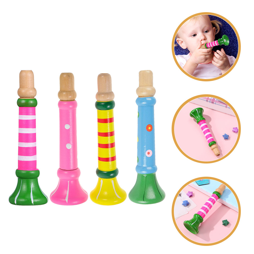Musical Instrument For Toddlers - 4 Stück bunte kleine Holzflöten für