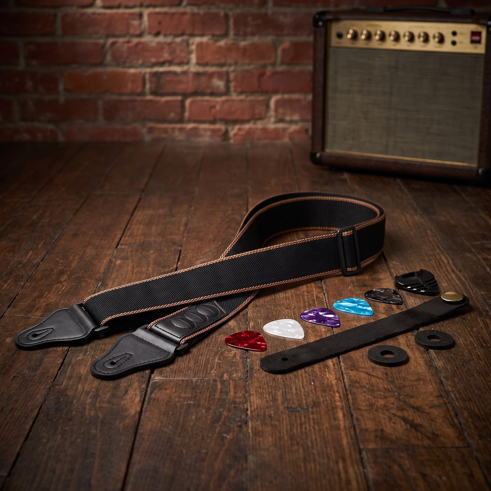 Musical Instrument Kit - 1 Set Gitarrengurt-Set, verstellbarer, schwarzer, gepolsterter