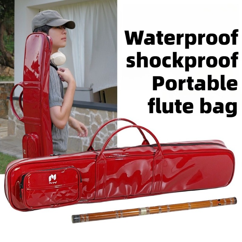 Musical Instrument Flute - Lackierte Bambusflöten-Tasche Wasserdicht Stoßfest Tragbar Einschultrig