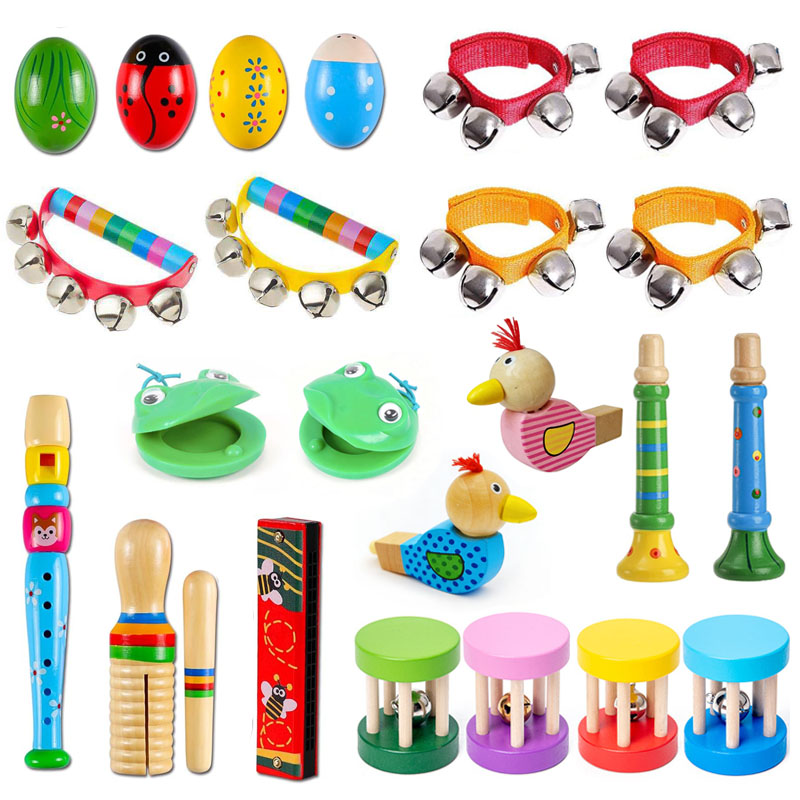 Musical Instrument For Toddlers - Holz-Musikinstrumente für Kinder: Rhythmus-Maracas, Kastagnetten, Flöte,