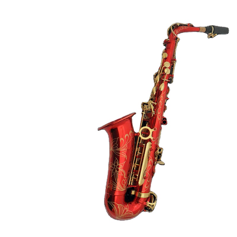 Musical Instrument Bassoon - Anpassbares E-Flat-Altsaxophon in Rotlack, Goldtasten, Direktversorgung,